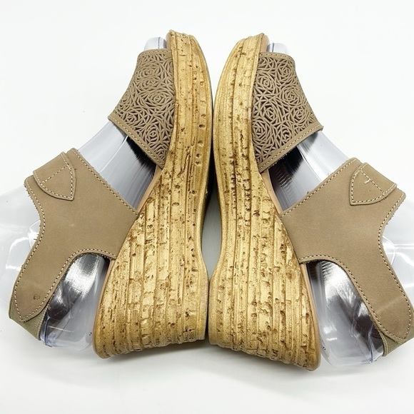 Spring Step MITU Wedge Sandals EU 36  Women's 5.5-6 Beige Perforated Leather - Picture 4 of 9